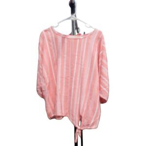 Time and tru relaxed fit short sleeve linen blend blouse